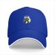 Black baseball cap with cute raccoon holding a decorated Christmas tree
