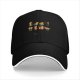 Black baseball cap with playful illustrated cat designs