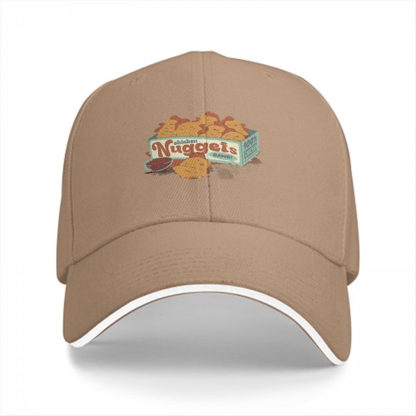Black baseball cap with retro chicken nuggets graphic print