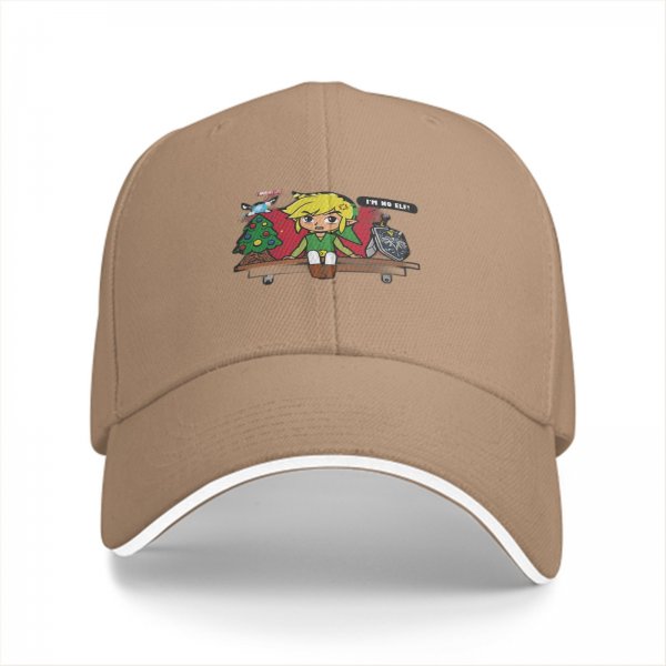 Black Baseball Cap With Zelda Christmas 'I'm No Elf' Print