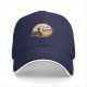 Black baseball cap with witch on broom silhouette against moon and birds
