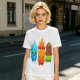 Olive T-Shirt With Cute Water Fire And Earth Elemental Characters