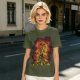 Olive T-Shirt With Fiery Skull Warrior Graphic Print