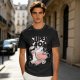 Olive green t-shirt with 'SUPER MOO' and cartoon cow graphic