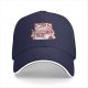 Black baseball cap with cute strawberry milk carton cat graphic