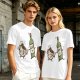 Olive T-Shirt With Cartoon Coffee Mug And Wine Bottle Print