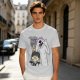 Olive graphic tee with Wednesday and Enid cartoon wolf design