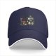 Black Baseball Cap With Robot And Mushroom Graphic Print