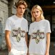 Olive green graphic t-shirt with zebra stripe design