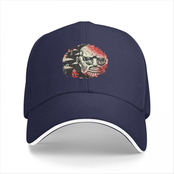 Black Baseball Cap With Distressed Horror Monster Face Graphic