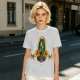 Olive Green T-Shirt With Ornate Golden Frame And Green Wolf Head Print