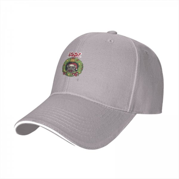 Black Baseball Cap With Christmas Wreath Cat Graphic And Food Text