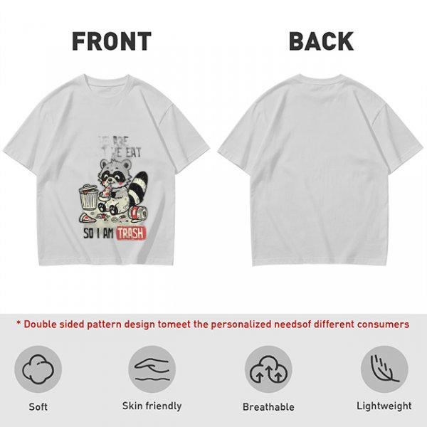 Olive T-Shirt With Raccoon Eating Pizza Trash Print Design