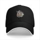 Black Baseball Cap With Floral Wolf Head Artwork Design