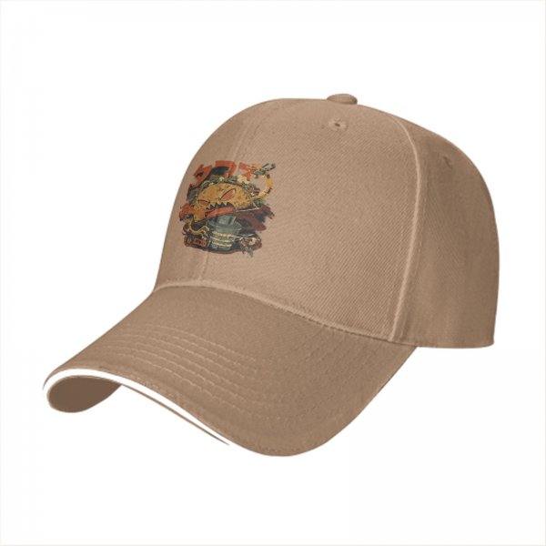 Black Baseball Cap With Vintage Dragon Taco Graphic Print