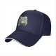 Black baseball cap with neon skull juice box graphic