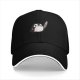 Black baseball cap with a cute penguin holding a bloodied knife print