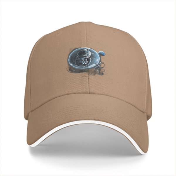 Black Baseball Cap With Cosmic Fetus In Bubble Graphic Design