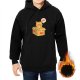 Black hoodie with grumpy orange cat in cardboard box funny print