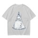 Olive T-shirt with Totoro in Snow and Small Blue Creature Print