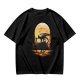 Olive T-Shirt With Dragon Silhouette Full Moon Graphic Print
