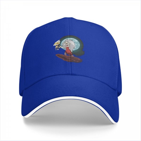 Black baseball cap with The Owl House Eda and King graphic print
