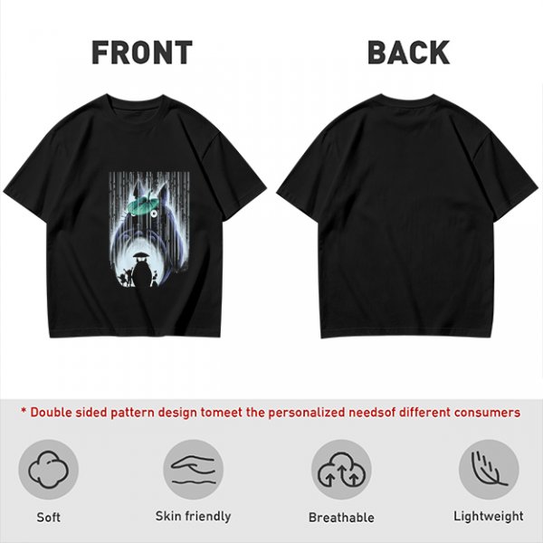Olive T-shirt with My Neighbor Totoro Rain Scene Print