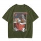 Olive t-shirt with playful kittens in takeout noodle box graphic