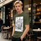 Olive T-shirt with Straw Hat Pirate Ship Art Print