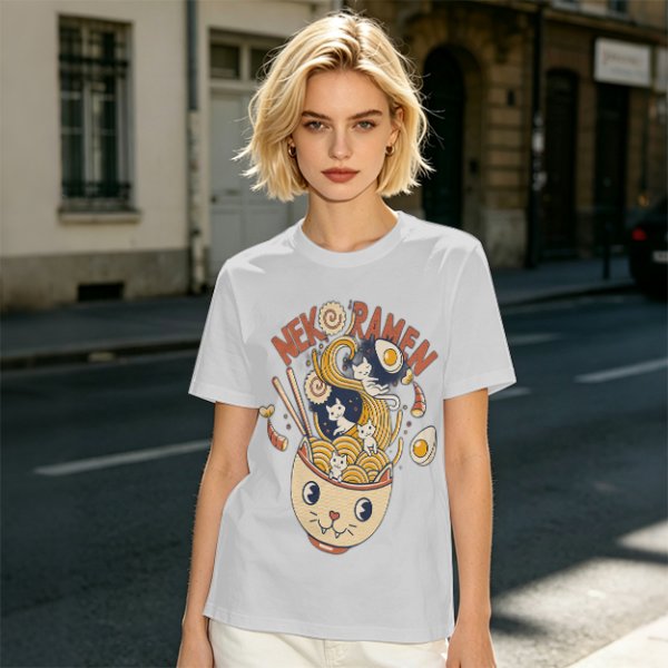 Neko Ramen Cat Bowl Graphic T-Shirt Design