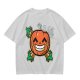 Olive T-Shirt with Smiling Pumpkin Corn Crossbones Graphic