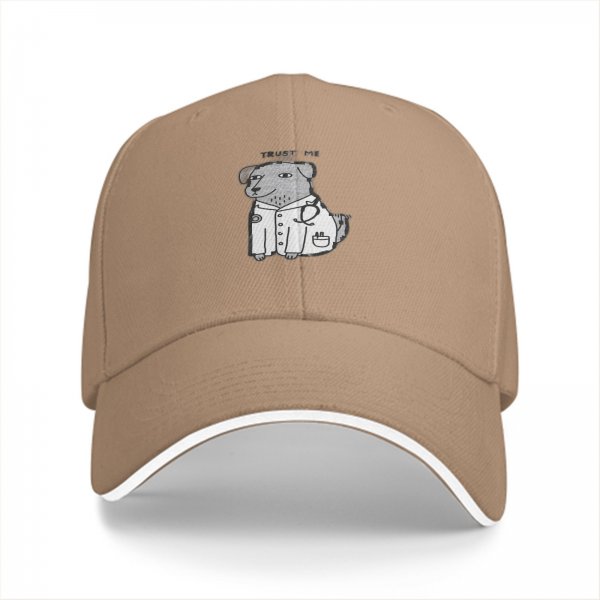 Black baseball cap with cartoon dog doctor graphic