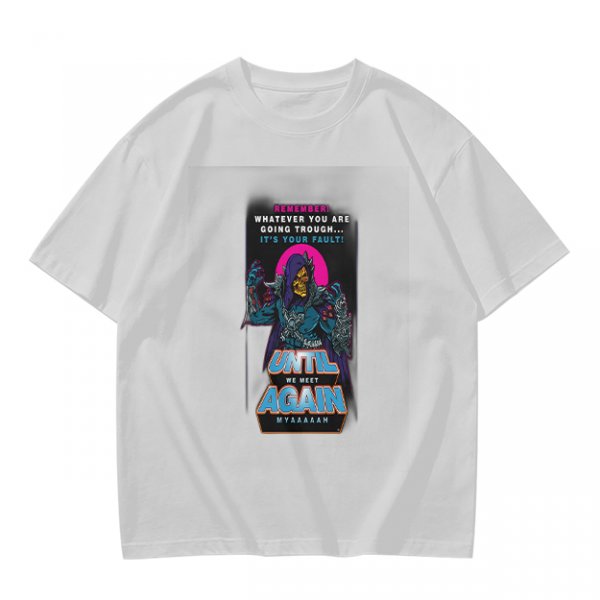 Olive graphic t-shirt with villain character and humorous text print