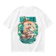 Olive T-Shirt with Cartoon Pirate Ship Blue Sea Cruise Print