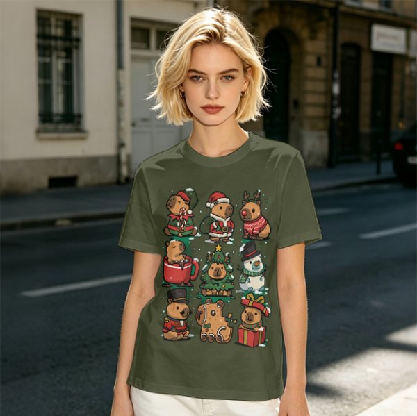 Christmas Capybara Characters Graphic T-Shirt
