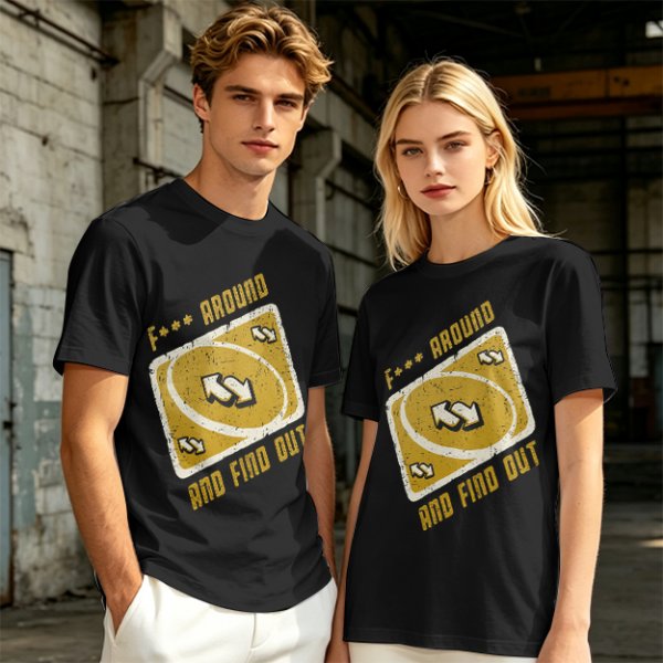 Olive Graphic Tee With 'F*** Around And Find Out' Uno Reverse Card Print