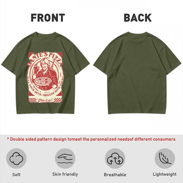 Dante's Pizza Devil Trigger Themed Graphic T-Shirt