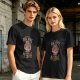 Olive graphic t-shirt with 'I can be a real devil before my coffee' print