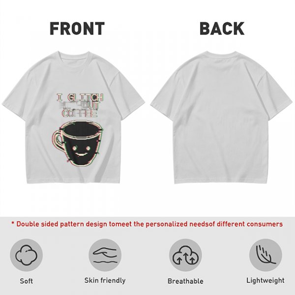 Olive Glitch Coffee Themed Graphic T-Shirt