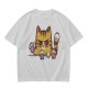 Olive T-Shirt With Angry Cat Holding Cupcakes Graphic Print