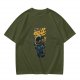 Olive T-shirt with Astronaut Cat 'I'm Just Here For The Milk' Print