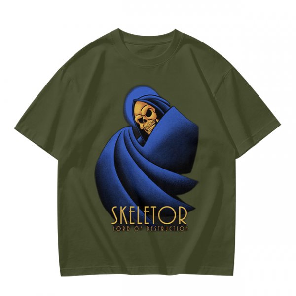 Olive T-Shirt Featuring Skeletor Lord of Destruction Graphic