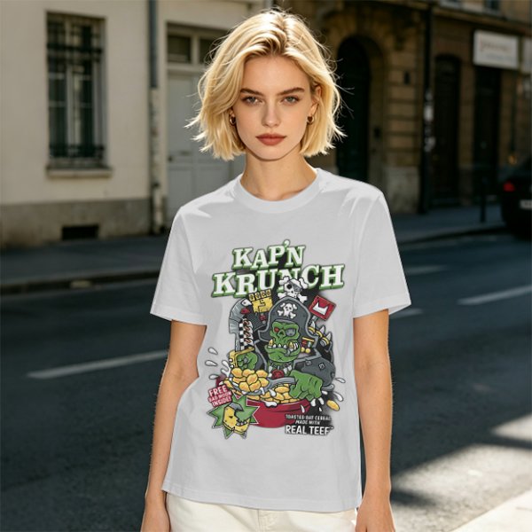 Kap'n Krunch Zombie Pirate Graphic Olive T-Shirt