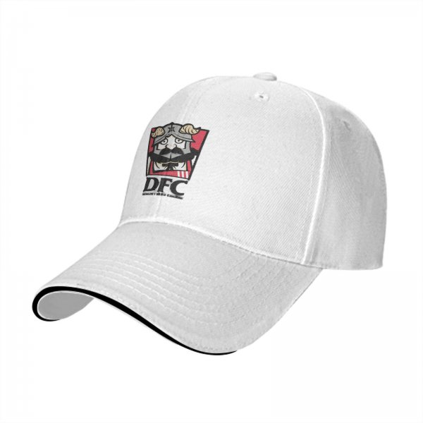 Black baseball cap with DFC viking mascot graphic