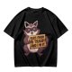 Olive t-shirt with a raccoon holding a fast food trash sign