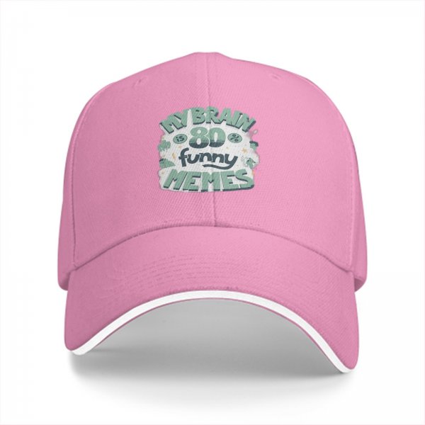 Black baseball cap with 'My Brain Is 80 Funny Memes' graphic