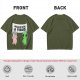 Olive T-shirt with Unicorn and Alien Holding 'Humans Are A Virus' Sign