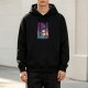 Black Hoodie With Psychedelic Skull Graphic Print