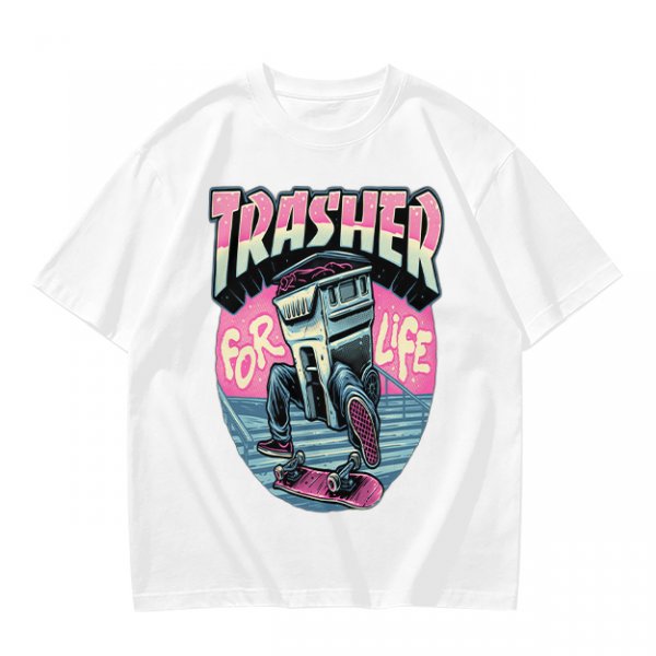 Olive T-Shirt With Trashed Skateboarding Graphic Design