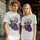 Olive T-Shirt With Grumpy Vampire Holding Coffee Mug Print